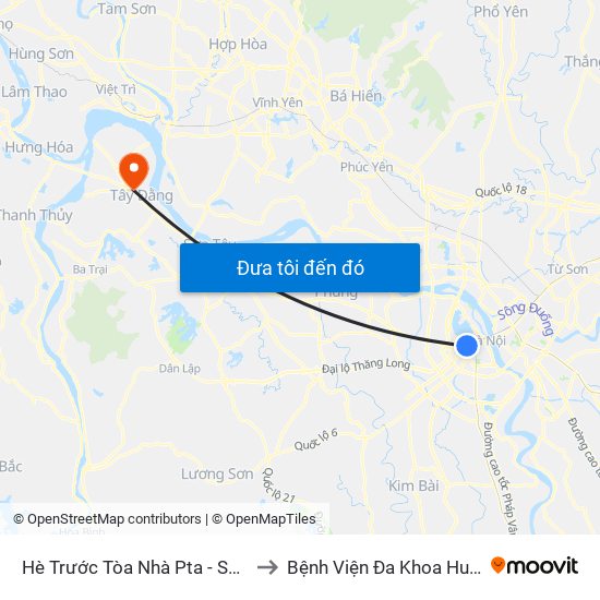 Hè Trước Tòa Nhà Pta - Số 1 Kim Mã to Bệnh Viện Đa Khoa Huyện Ba Vì map