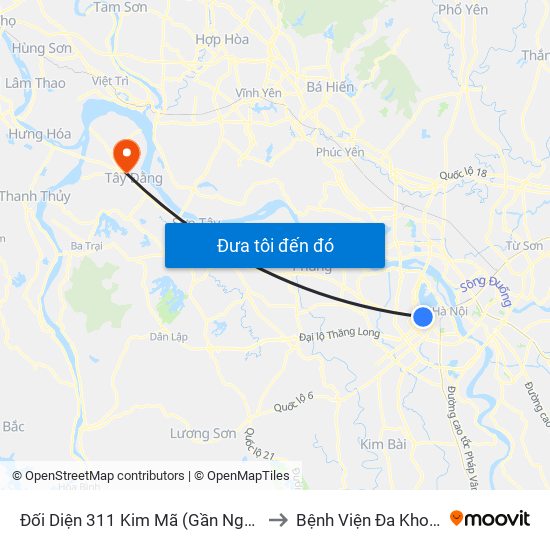 Đối Diện 311 Kim Mã (Gần Ngã 4 Kim Mã - Vạn Bảo) to Bệnh Viện Đa Khoa Huyện Ba Vì map