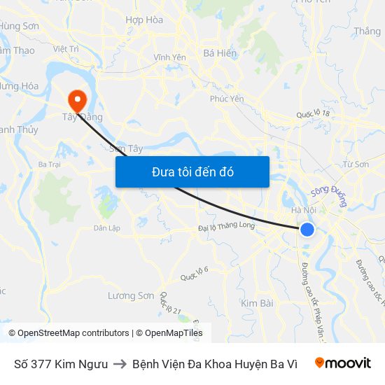 Số 377 Kim Ngưu to Bệnh Viện Đa Khoa Huyện Ba Vì map