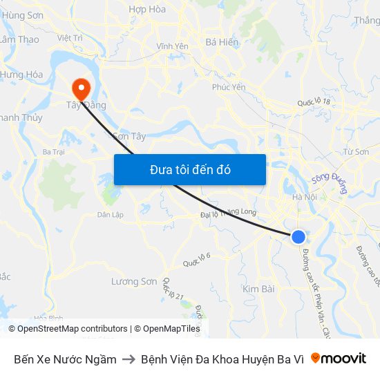 Bến Xe Nước Ngầm to Bệnh Viện Đa Khoa Huyện Ba Vì map