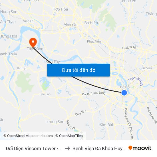 Đối Diện Vincom Tower - Bà Triệu to Bệnh Viện Đa Khoa Huyện Ba Vì map