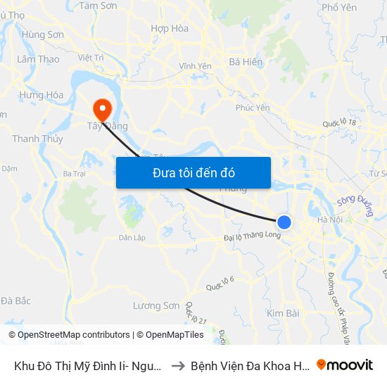 Khu Đô Thị Mỹ Đình Ii- Nguyễn Cơ Thạch to Bệnh Viện Đa Khoa Huyện Ba Vì map
