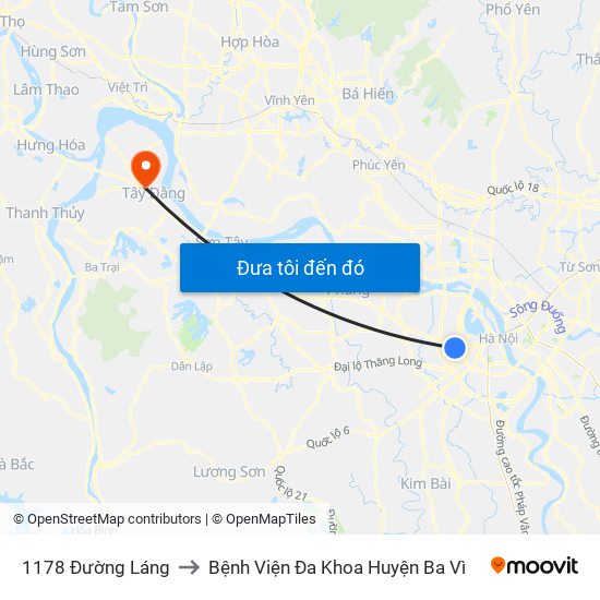 1178 Đường Láng to Bệnh Viện Đa Khoa Huyện Ba Vì map