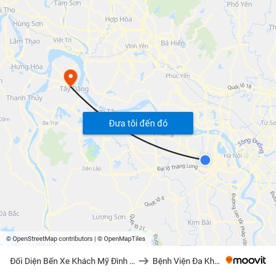Đối Diện Bến Xe Khách Mỹ Đình - Phạm Hùng (Cột Trước) to Bệnh Viện Đa Khoa Huyện Ba Vì map