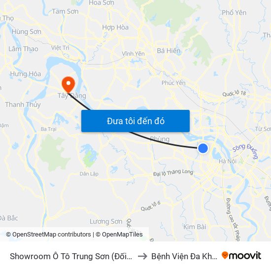 Showroom Ô Tô Trung Sơn (Đối Diện 315 Phạm Văn Đồng) to Bệnh Viện Đa Khoa Huyện Ba Vì map