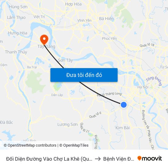 Đối Diện Đường Vào Chợ La Khê (Qua Ga Metro La Khê) - 405 Quang Trung (Hà Đông) to Bệnh Viện Đa Khoa Huyện Ba Vì map