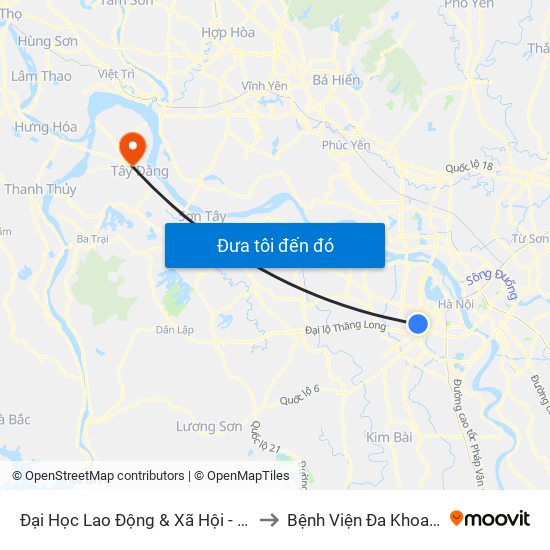 Đại Học Lao Động & Xã Hội - 43 Trần Duy Hưng to Bệnh Viện Đa Khoa Huyện Ba Vì map