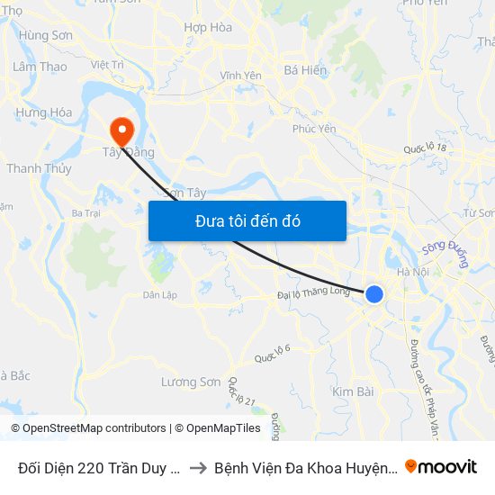 Đối Diện 220 Trần Duy Hưng to Bệnh Viện Đa Khoa Huyện Ba Vì map