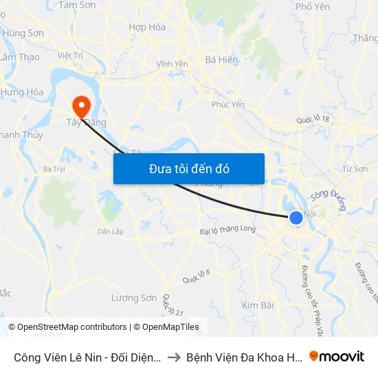 Công Viên Lê Nin - Đối Diện 35 Trần Phú to Bệnh Viện Đa Khoa Huyện Ba Vì map