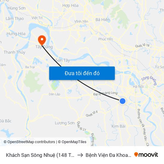 Khách Sạn Sông Nhuệ (148 Trần Phú- Hà Đông) to Bệnh Viện Đa Khoa Huyện Ba Vì map