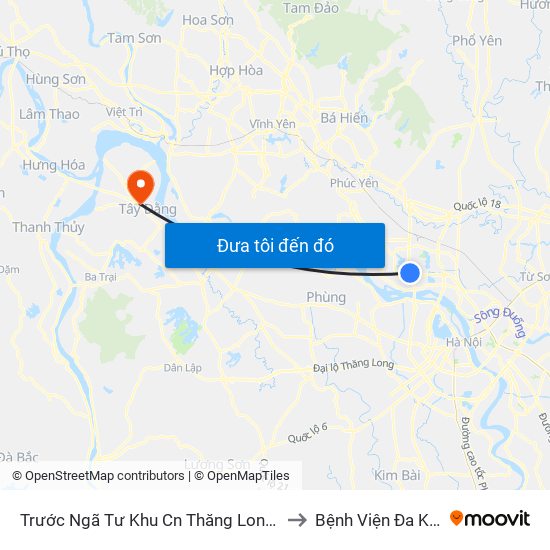 Trước Ngã Tư Khu Cn Thăng Long 100m (Chiều Nội Bài - Hà Nội) to Bệnh Viện Đa Khoa Huyện Ba Vì map