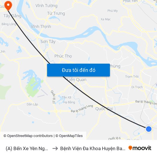 (A) Bến Xe Yên Nghĩa to Bệnh Viện Đa Khoa Huyện Ba Vì map