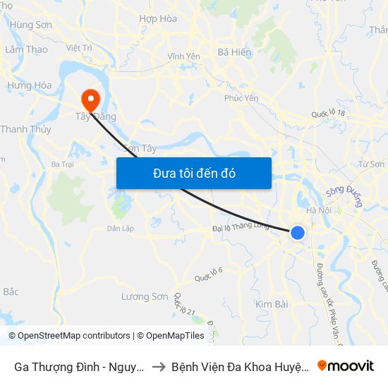 Ga Thượng Đình - Nguyễn Trãi to Bệnh Viện Đa Khoa Huyện Ba Vì map