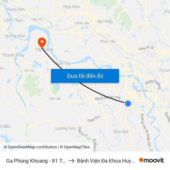 Ga Phùng Khoang - 81 Trần Phú to Bệnh Viện Đa Khoa Huyện Ba Vì map
