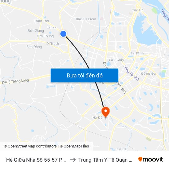 Hè Giữa Nhà Số 55-57 Phố Nhổn to Trung Tâm Y Tế Quận Hà Đông map