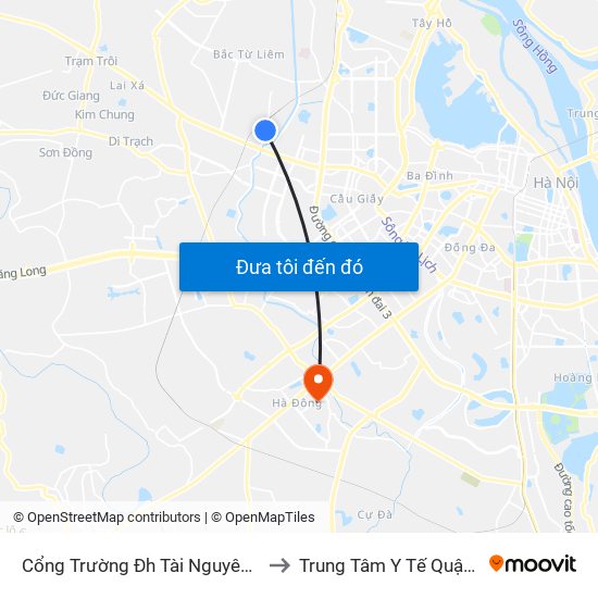 Cổng Trường Đh Tài Nguyên Môi Trường to Trung Tâm Y Tế Quận Hà Đông map