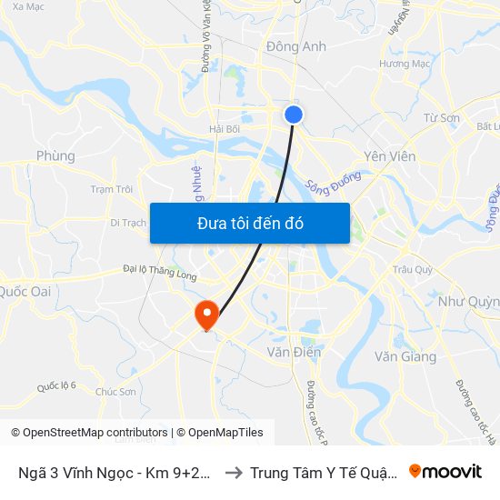 Ngã 3 Vĩnh Ngọc - Km 9+230 Quốc Lộ 3 to Trung Tâm Y Tế Quận Hà Đông map