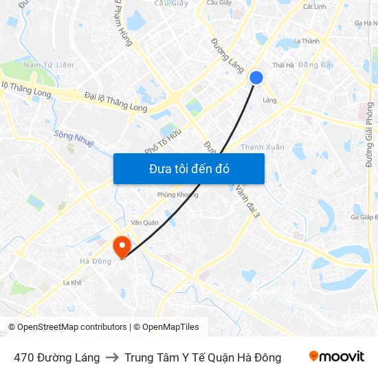 470 Đường Láng to Trung Tâm Y Tế Quận Hà Đông map