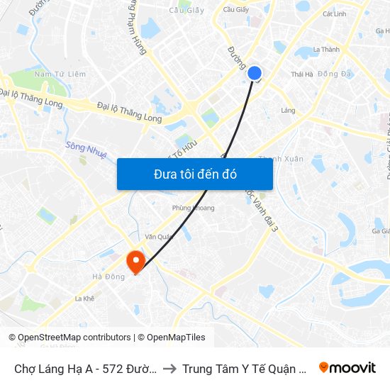 Chợ Láng Hạ A - 572 Đường Láng to Trung Tâm Y Tế Quận Hà Đông map