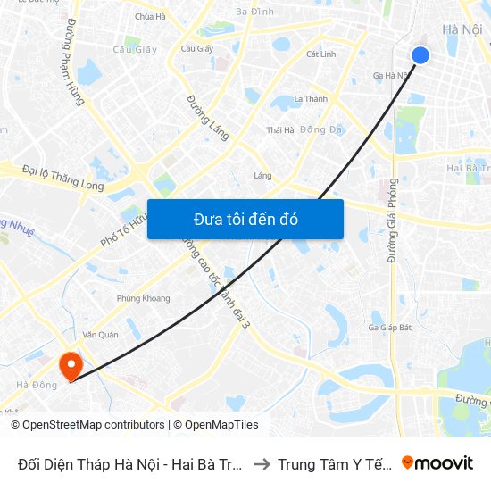 Đối Diện Tháp Hà Nội - Hai Bà Trưng (Cạnh 56 Hai Bà Trưng) to Trung Tâm Y Tế Quận Hà Đông map