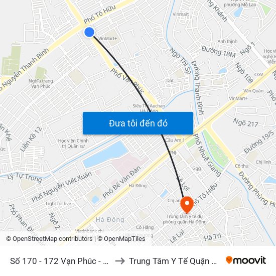 Số 170 - 172 Vạn Phúc - Hà Đông to Trung Tâm Y Tế Quận Hà Đông map