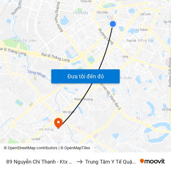 89 Nguyễn Chí Thanh - Ktx Đại Học Luật to Trung Tâm Y Tế Quận Hà Đông map