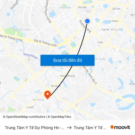 Trung Tâm Y Tế Dự Phòng Hn - 70 Nguyễn Chí Thanh to Trung Tâm Y Tế Quận Hà Đông map