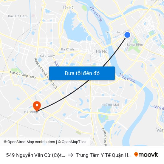 549 Nguyễn Văn Cừ (Cột Trước) to Trung Tâm Y Tế Quận Hà Đông map