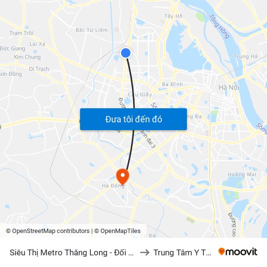 Siêu Thị Metro Thăng Long - Đối Diện Ngõ 599 Phạm Văn Đồng to Trung Tâm Y Tế Quận Hà Đông map