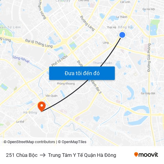 251 Chùa Bộc to Trung Tâm Y Tế Quận Hà Đông map