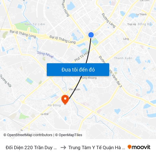 Đối Diện 220 Trần Duy Hưng to Trung Tâm Y Tế Quận Hà Đông map