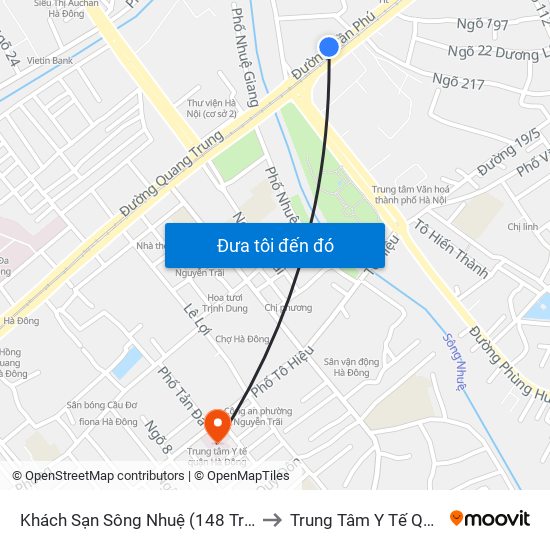 Khách Sạn Sông Nhuệ (148 Trần Phú- Hà Đông) to Trung Tâm Y Tế Quận Hà Đông map