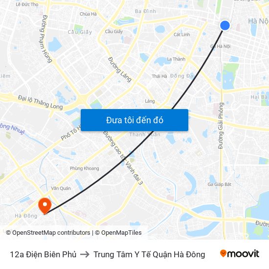 12a Điện Biên Phủ to Trung Tâm Y Tế Quận Hà Đông map