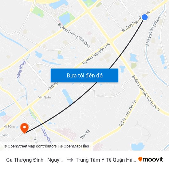 Ga Thượng Đình - Nguyễn Trãi to Trung Tâm Y Tế Quận Hà Đông map