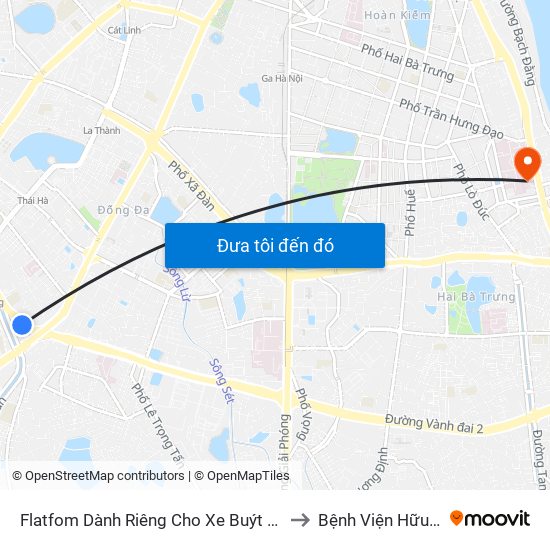 Flatfom Dành Riêng Cho Xe Buýt Trước Nhà 45 Đường Láng to Bệnh Viện Hữu Nghị Việt-Xô map