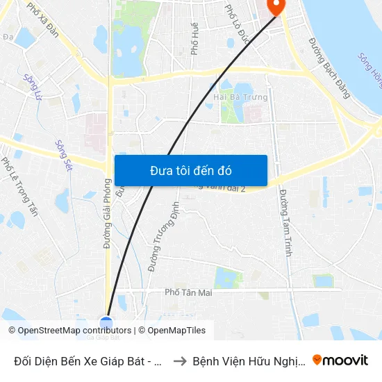 Đối Diện Bến Xe Giáp Bát - Giải Phóng to Bệnh Viện Hữu Nghị Việt-Xô map