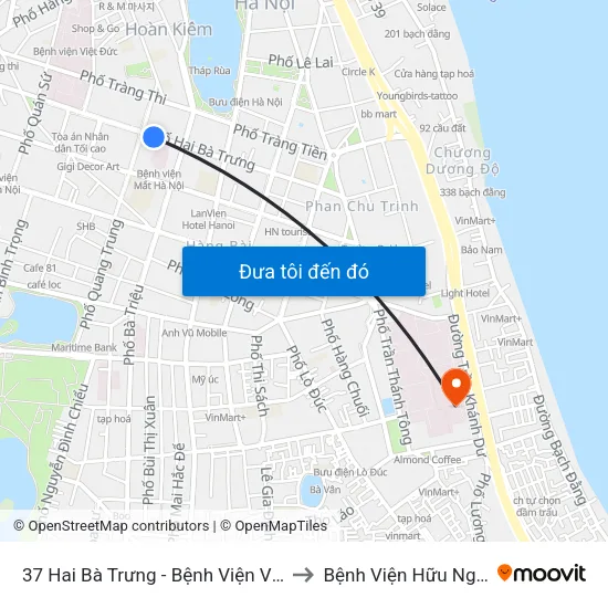 37 Hai Bà Trưng - Bệnh Viện Việt Nam Cu Ba to Bệnh Viện Hữu Nghị Việt-Xô map