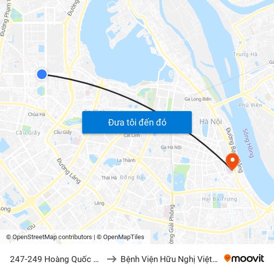 247-249 Hoàng Quốc Việt to Bệnh Viện Hữu Nghị Việt-Xô map