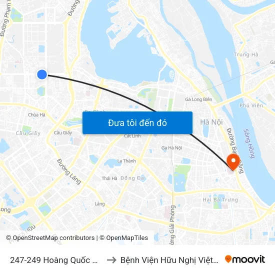 247-249 Hoàng Quốc Việt to Bệnh Viện Hữu Nghị Việt-Xô map