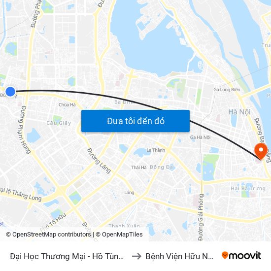 Đại Học Thương Mại - Hồ Tùng Mậu (Cột Sau) to Bệnh Viện Hữu Nghị Việt-Xô map