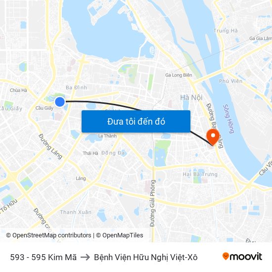 593 - 595 Kim Mã to Bệnh Viện Hữu Nghị Việt-Xô map