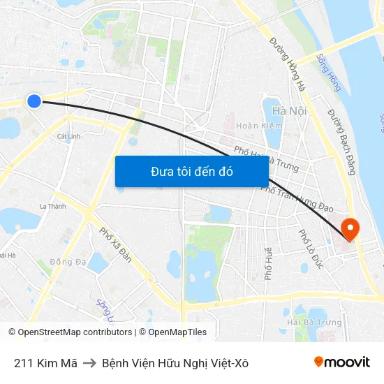 211 Kim Mã to Bệnh Viện Hữu Nghị Việt-Xô map