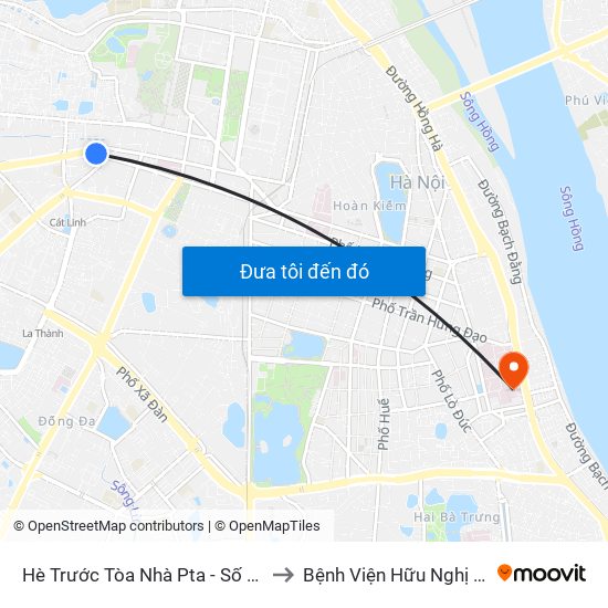 Hè Trước Tòa Nhà Pta - Số 1 Kim Mã to Bệnh Viện Hữu Nghị Việt-Xô map