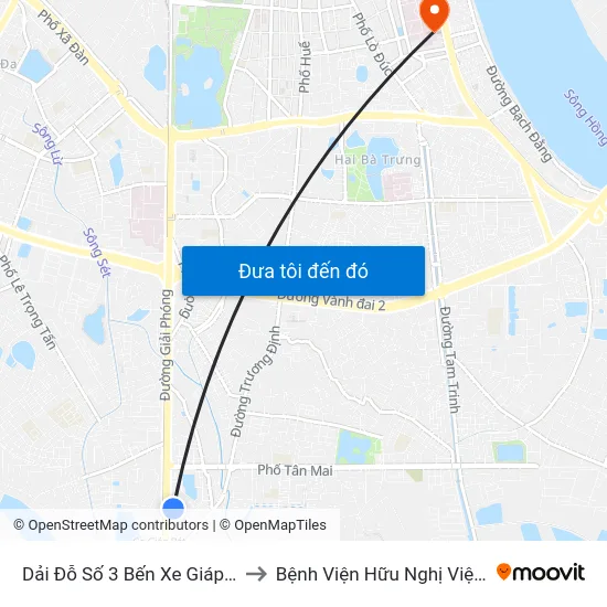 Dải Đỗ Số 3 Bến Xe Giáp Bát to Bệnh Viện Hữu Nghị Việt-Xô map