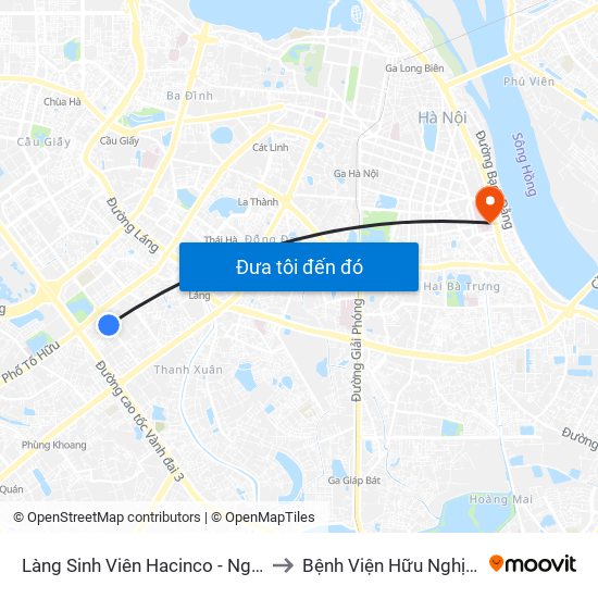 Làng Sinh Viên Hacinco - Nguyễn Tuân to Bệnh Viện Hữu Nghị Việt-Xô map