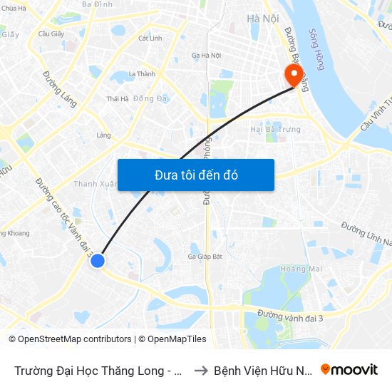 Trường Đại Học Thăng Long - Nghiêm Xuân Yêm to Bệnh Viện Hữu Nghị Việt-Xô map