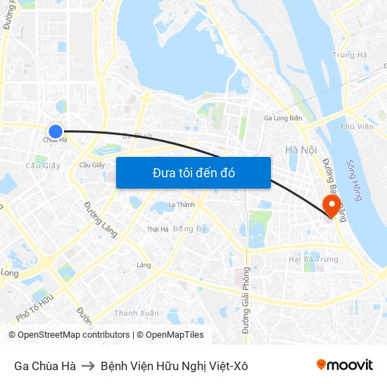 Ga Chùa Hà to Bệnh Viện Hữu Nghị Việt-Xô map