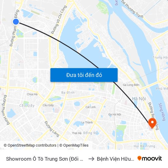 Showroom Ô Tô Trung Sơn (Đối Diện 315 Phạm Văn Đồng) to Bệnh Viện Hữu Nghị Việt-Xô map