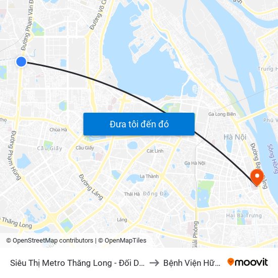 Siêu Thị Metro Thăng Long - Đối Diện Ngõ 599 Phạm Văn Đồng to Bệnh Viện Hữu Nghị Việt-Xô map