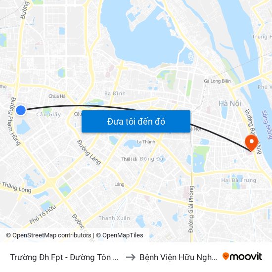 Trường Đh Fpt - Đường Tôn Thất Thuyết to Bệnh Viện Hữu Nghị Việt-Xô map